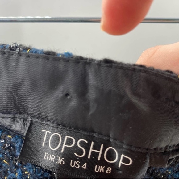 Topshop Black and Blue Metallic Shorts Fringe Trim - Picture 2 of 3